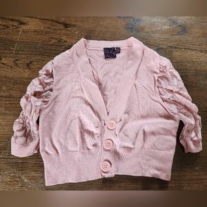 Rose Cropped Cardigan with lace sleeves